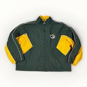 Vintage 90s Logo Athletics NFL Green Bay Packers Windbreaker Rain Jacket Large